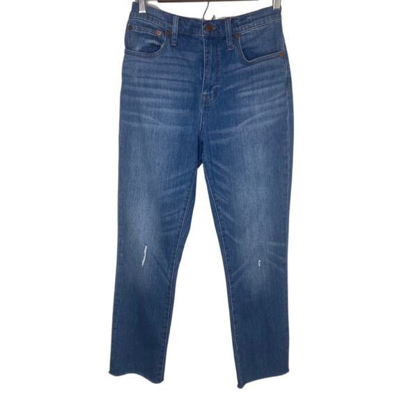 Madewell Straight Leg Jeans Cropped Blue Medium Wash High Waist Casual Size 26 - Picture 1 of 13